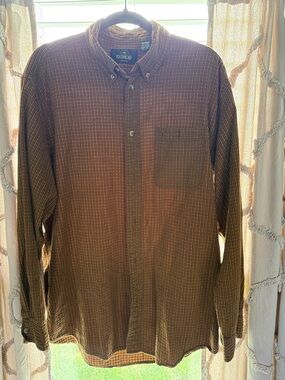 Redhead Men's Brown Plaid Button-Down Shirt